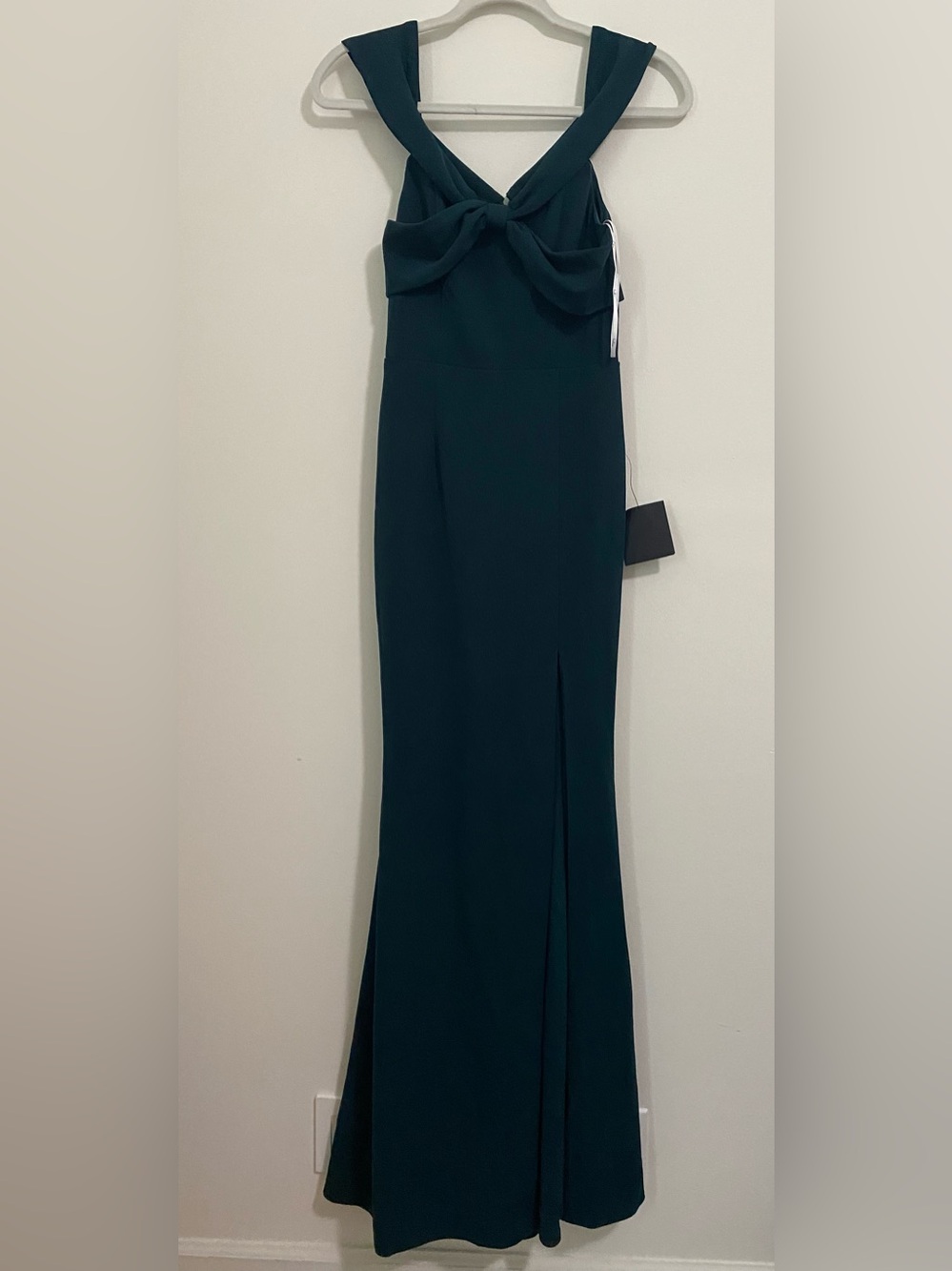 Elegant perception hunter green off the shoulder bow maxi dress